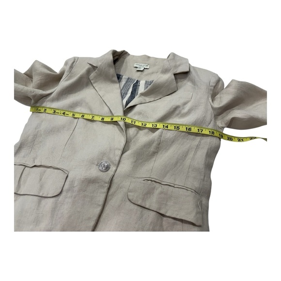 Women's Medium Beige Linen Blazer - Picture 3 of 9